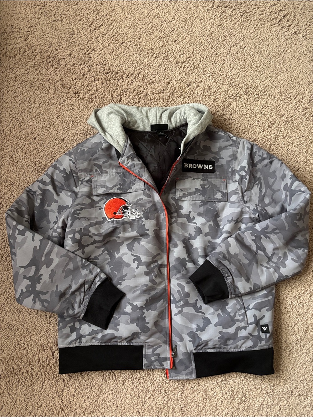 NWT Women’s Limited Edition Cleveland Browns Gray Camo Bomber Jacket